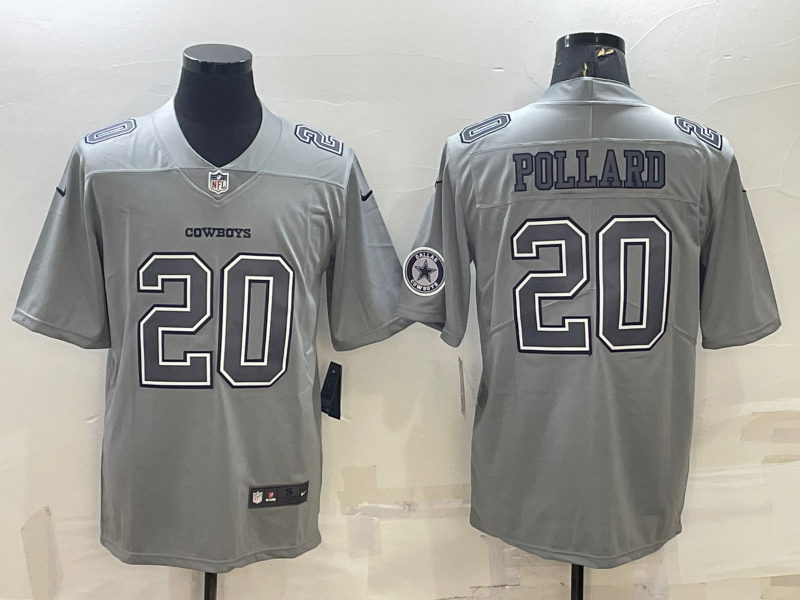 Men's Dallas Cowboys Tony Pollard #20 Gray Atmosphere Jersey